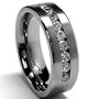 8 MM Men's Titanium ring wedding band with 9 large Channel Set CZ size 8
