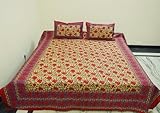 Handmade Block Printed Cotton Double Bed Bedspread with Pillow Cover