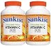Sunkist Vitamin C Chewable Tablets, 500 mg, Citrus, 90-Count Bottles in 2-Count Packages (Pack of 3)