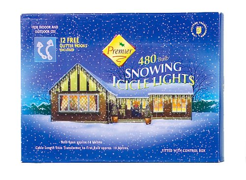 Premier 480 Snowing Icicle Lights Clear