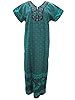 Women Cotton Caftan Dress Robin Egg Blue Printed Cotton Kaftans L / M