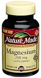 Nature Made Magnesium Supplement Tablets, 250 mg, 200-Count Bottles (Pack of 4)