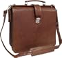 Satchel-style Leather Executive Briefcase - Montana Brown