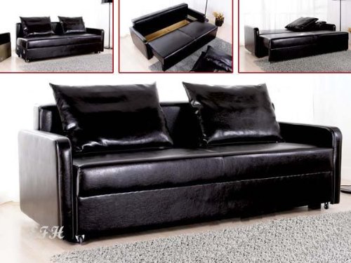 NEW Urban Brown Bi-cast Leather Convertible Sleeper Sofa Bed w/ Storage