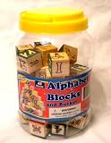 Kids Toy 48 Piece ABC Stack N' Build Bucket Blocks with Learning Pictures