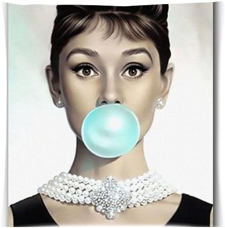 Audrey Hepburn Bubble gum Custom Zippered Pillow Case Cover Cushion Case 18x18 Inch (Two sides)