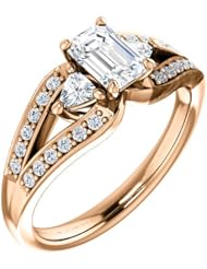 10K Rose Gold Emerald Cut Diamond Ring -- LIFETIME WARRANTY