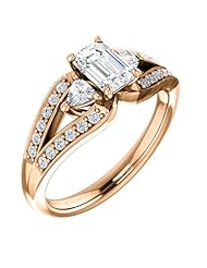 14K Rose Gold Emerald Cut Diamond Ring -- LIFETIME WARRANTY