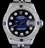 ROLEX LADIES 18KWG/SS DATEJUST BLUE VIGNETTE DIAMONDIAL