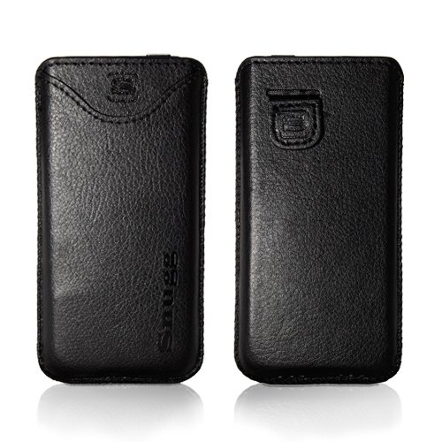 Snugg iPhone 5 High Quality Leather Pocket Case Cover with Card Slot, Elastic Pull Strap and Premium Nubuck Fibre Interior (Black) - Including Lifetime Guarantee.