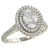 3 Sided Pave Diamond Engagement Ring 1.18cttw (CZ ctr)