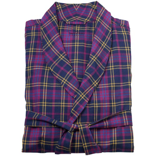 Savile Row Mens Navy Burgundy Yellow Check Dressing 
