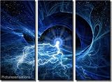 Framed Huge 3 Panel Energetic Spark Giclee Canvas Print