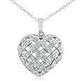 Designer look Diamond Heart Pendant in Sterling Silver .10ct tw 18" Chain