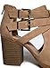 J. Adams Cut Out Buckle Ankle Bootie - Low Stacked Wood Heel Western Round Boot - Vegan Leather Sammi