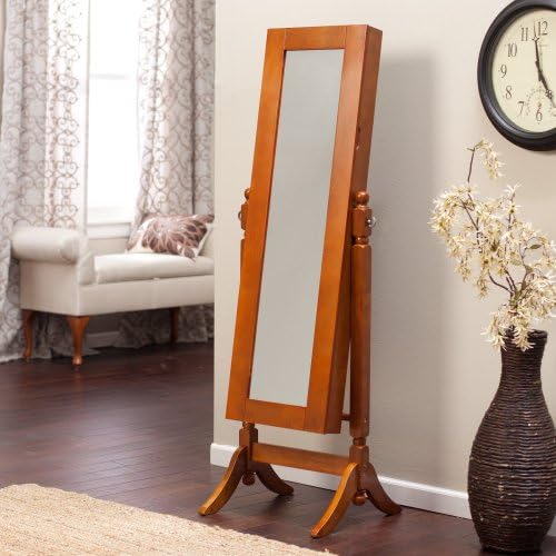 Heritage Jewelry Armoire Cheval Mirror - Oak