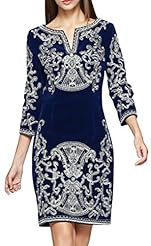 Polyester/Spandex General Print Vintage Natural   Waistline Midi Dress 