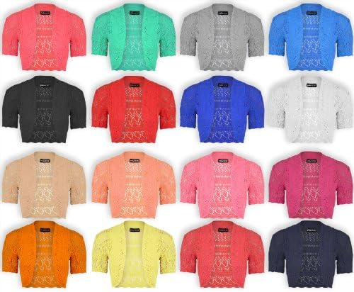 Girls Crochet Bolero Shrug Kids Knitted Short Sleeve Cardigan New Age 2-13 Years