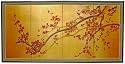Inexpensive Gift Small Asian Wall Artwork - 18"x 36" Japanese Plum Blossom Gold Leaf Wall Screen Painting