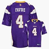 Brett Favre Jersey: Reebok Purple Replica #4 Minnesota Vikings Jersey - Large
