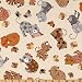 44'' Wide Calico Kitty Kat Tossed Cats Cream Fabric By The Yard