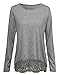 ZANZEA Women Casual Crochet Lace Patchwork Irregular Solid Color T-Shirts Tops Blouse