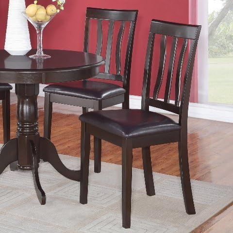 Wooden Imports Furniture AD01-LC-CAPP Antique Chair Faux Leather Seat with Cappuccino Finish - Pack of 2