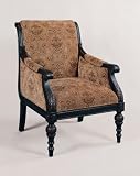 Salzburg "Umber Black rub-through" Scroll Back Accent Chair with Upholstered Arm Cap By Powell Furniture