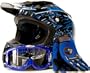 Adult Motocross Helmet Gloves & Goggles ATV Dirt Bike Motorcycle Blue, Large