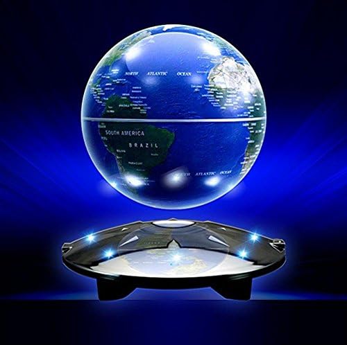 Blue LED Light 6 Inch Magnetic Levitation Floating World Globe Anti Gravity Rotation Gadget Gift Office Educational Toy Home Decoration Rotating Crafts