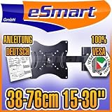 eSmart TV Wandhalterung LCD / PLASMA TV | 38 76 cm | 15 30 Zoll | VESA 50 200 | Neigbar | Schwenkbar | Schwarz | Montagelöcher am TV max. 200 x 200 mm (Breite x Höhe) Monitor