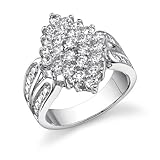 Timeless Magic: Sterling Silver White CZ Diamond Vintage Style Cluster Engagement Ring