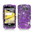 LG Optimus S LS670 (Sprint) Snap-on Protector Hard Case Rhinestone Cover "Purple Wave" Design