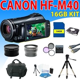 Canon Vixia Hf M40 Hf-m40 Hfm40 Flash Memory Camcorder + 16gb Sdhc Memory, 3 Extra Lens, Camcorder Case, Aluminum Tripod & More (16gb Kit)