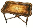 Tole Tray table - tray with decorative stand - rustic flower basket design