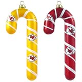 NFL Kansas City Chiefs Blown Glass Candy Cane Ornament Set