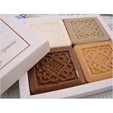 Provence Gift Boxed Set - Breakfast Shea Butter Soaps, 4 Sampler Pack, French Coffee Milk Marmalade (Orange) and chocolate sculpted soaps in gift box 2.5 oz soaps - 4 large sops, all natural.