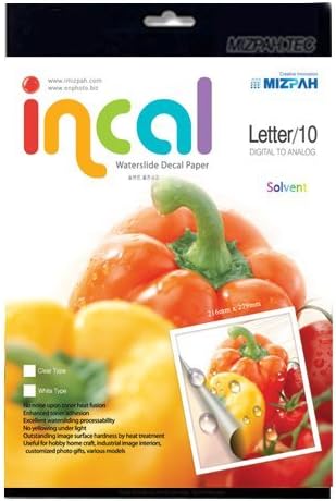 10 Incal/ Waterslide decal paper for Eco-Solvent Clear, 10pcs 8.5X11in ★ made in Korea