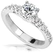 1-1/5ct TW Round & Princess Diamond Engagement Ring in 18kt Gold (Size 6.0)