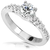 1-1/5ct TW Round & Princess Diamond Engagement Ring in 18Kt Gold (Size 6.0)