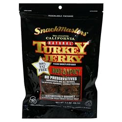 SnackMasters California Style Turkey Jerky, Hot & Spicy, 3.5-Ounce Packages (Pack of 8)