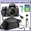 Sony Alpha DSLRA500L 12.3MP Digital SLR Camera w/ Sony 18-55mm f/3.5-5.6 SAM DT Lens + Sony Alpha Digital SLR Gadget Bag + Pro Series Tripod + Pro Series Monopod + Willoughbys 4GB SD SDHC Starter Pack