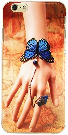 wonpowerroad For apple iphone 6 (4.7inch) case PC NEW slim clear transparent art hipster unique purple flowers butterfly elegant Hard back cases shell cover skin hard bumper with Free Clear Screen Protector (A02)