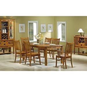 7pc Mission Style Solid Hardwood Dining Table & 6 Chairs Set