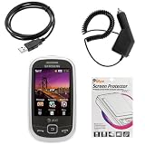 GTMax Rapid Car Charger + USB Data Cable + Crystal Clear Hard Cover Case + LCD Screen Protector for AT&T Samsung Flight A797