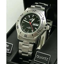 CROTON Men's Stainless Steel 10ATM Watch with Black Dial. Model: CA301074SSBK