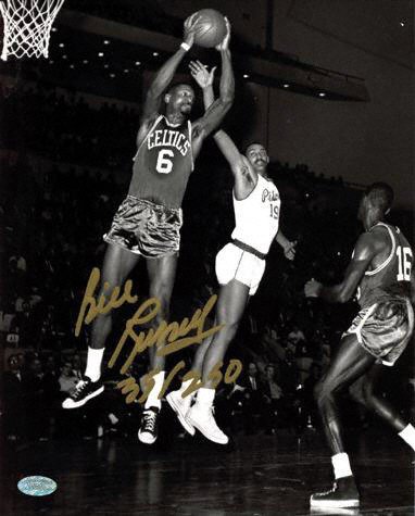 Bill Russell Boston Celtics - Action - Autographed Black and White 8x10 Photograph