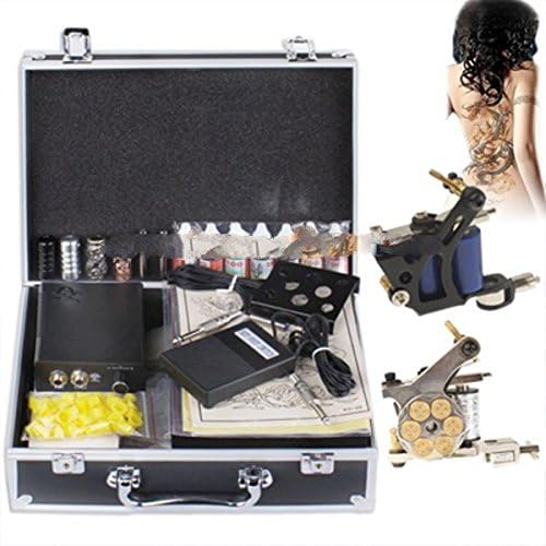2 Cast Iron Guns Tattoo Kis with Power Supply &amp; Tattoo Handles &amp; Needle Beak~