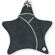 Tuppence and Crumble soft fleece Star Baby Wrap Charcoal with Cream Stitching