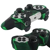 Skque Silicone Soft Protective Case Cover for Sony PlayStation 3 Controller, Camo Pattern, Black, Green